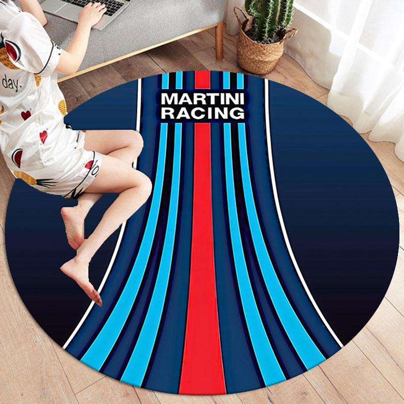 Круглый ковер Martini Racing, Ковер для гостиной, спальни, дивана, игровой комнаты, Нескользящий коврик для пола