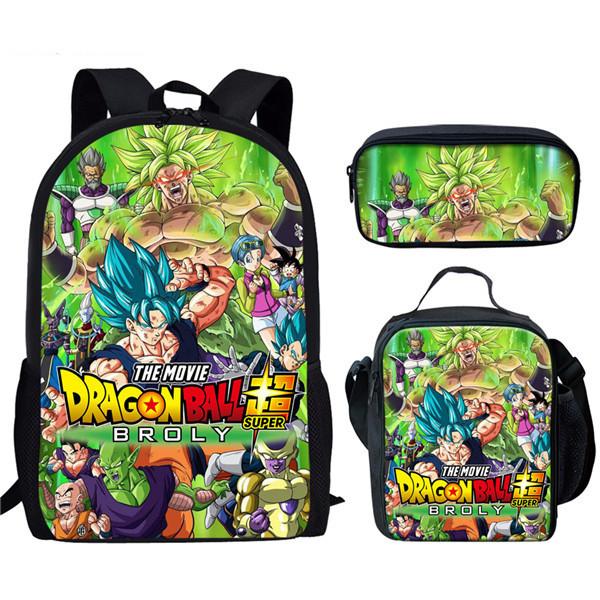 Набор Dragon Ball: рюкзак, вместительная нейлоновая школьная сумка и пенал для школьников.