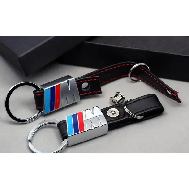 BAIV3 X4 X5 E46 E96 For BMW 1pcs car badge key ring Leather car metal keychain For bmw M Sticker e46 e90 f20 e60 e39 f10 X1 X3 X4 X5
