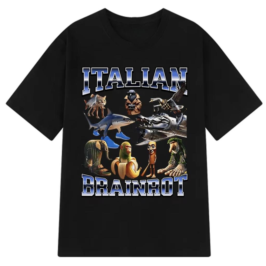 Итальянская Т-футболка с мемом про мозг Tralalero Tralala Tung Tung Tung Sahur Bombardiro Crocodilo