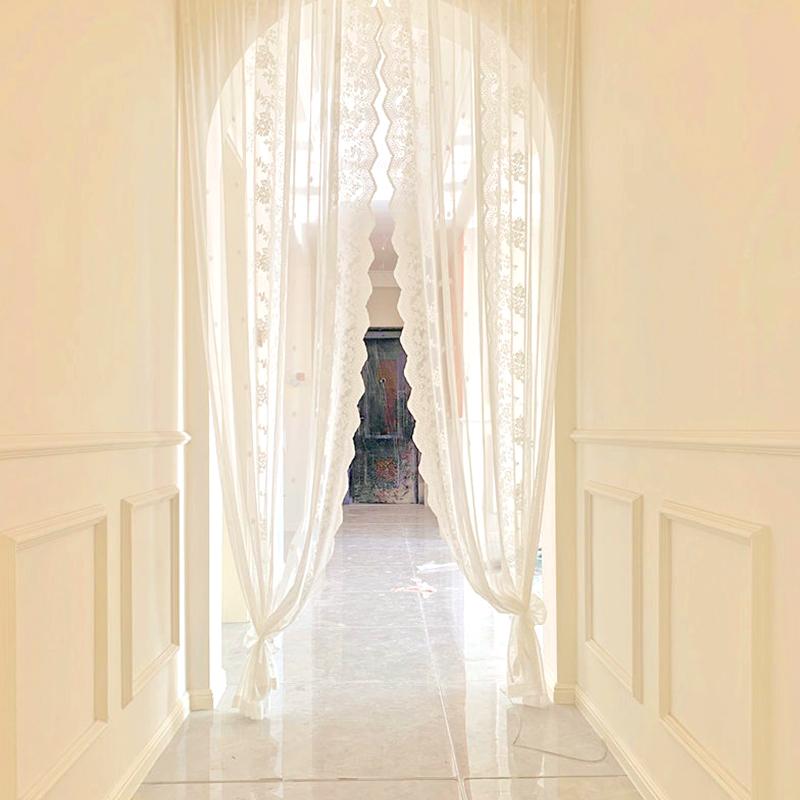 1 шт. кружевная занавеска французская полая пряжа вентиляция домашний декор французский экран белый шифон спальня принадлежности