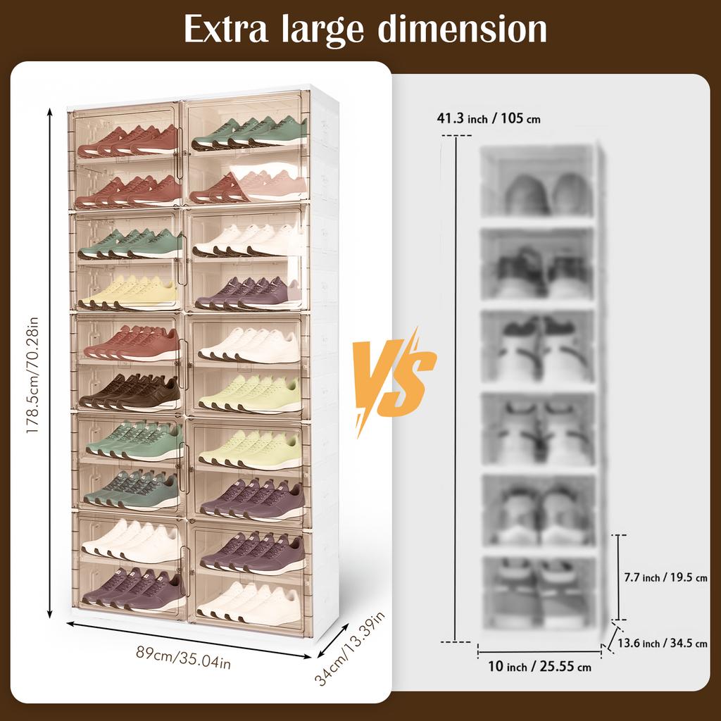 10-ярусный складной органайзер для обуви с магнитной прозрачной дверцей, складной шкаф для обуви, пластиковый ящик для хранения обуви для гостиной