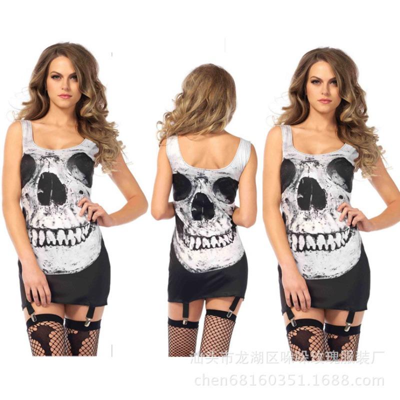 Костюм черепа на Хэллоуин, платье зомби, костюм для сцены бардов-нежити, наряд для вечеринки