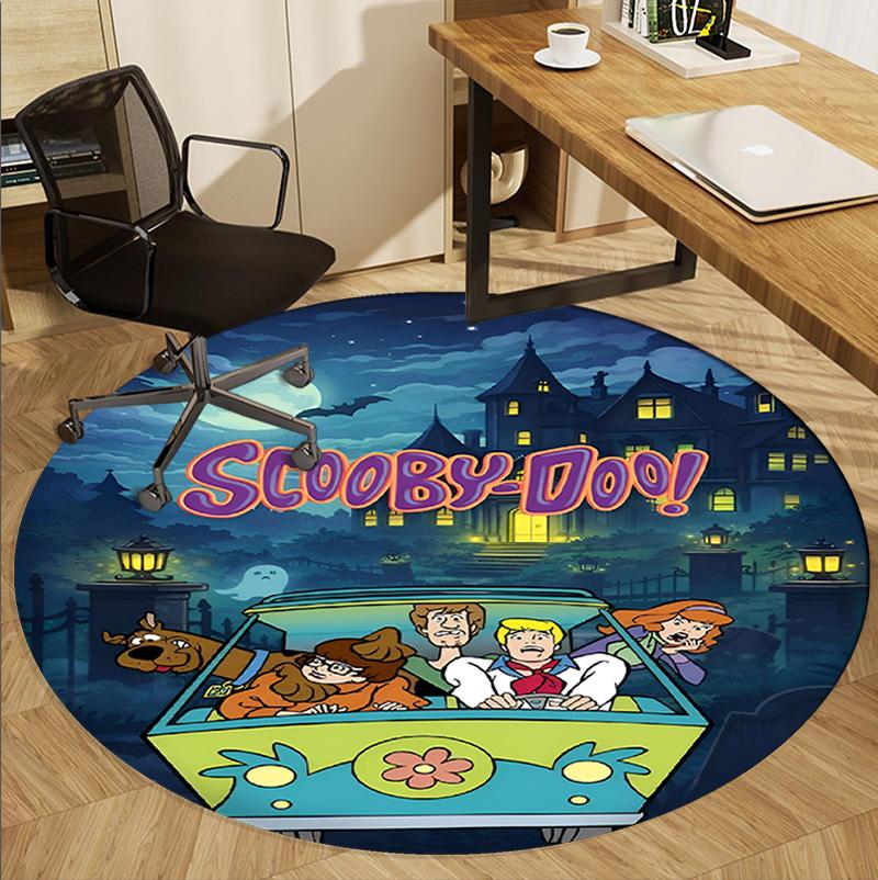 Scooby Pattern Round Rug, Indoor/Outdoor Mat, for Picnic, Gameroom, Bedroom, Office, Living Room, Home Decor Carpet, Birthday Gift