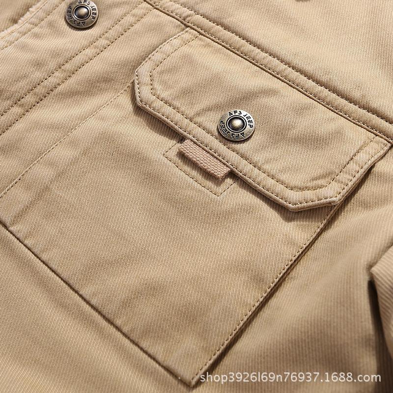 Мужская теплая куртка с лацканами из хлопкового промытого хлопка из ягненка и кашемира