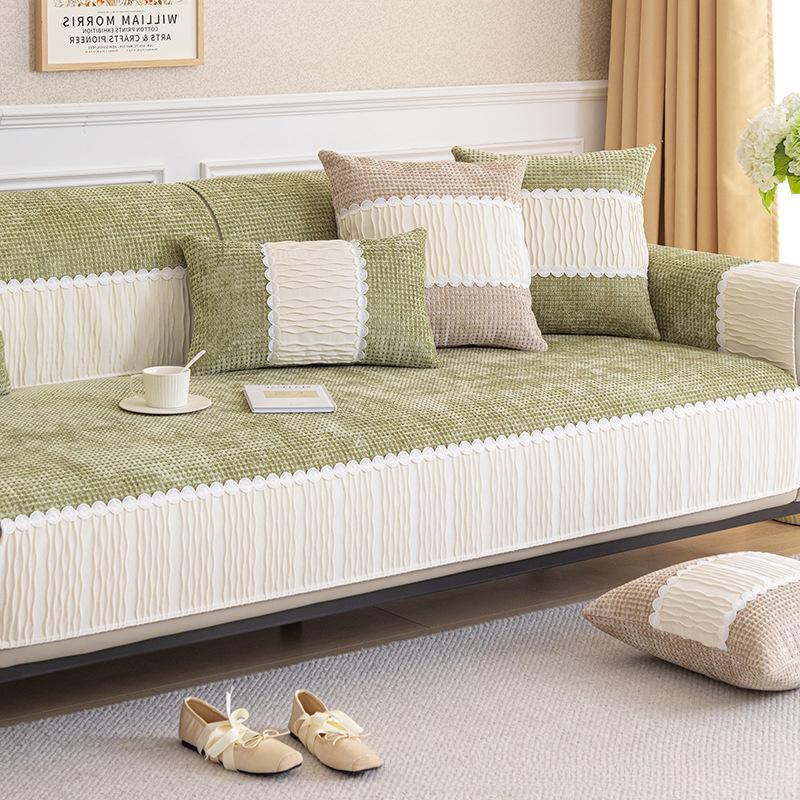 Диванная подушка в кремовом стиле Four Seasons, универсальное полотенце с полным покрытием, полностью завернутый чехол, вафельная высококачественная диванная подушка, нескользящая