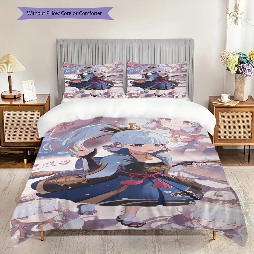 Genshin Impact Vibrant Characters Threepiece Set 1 Duvet Cover 2 Pillowcase Without Core Soft And Comfortable Bedding Set