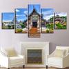 Картина на холсте, настенная живопись, HD-печать, плакат, 5 шт., Старый храм, замок в Чиангмае, фотографии для гостиной, дома, декоративные рамки, без рамки