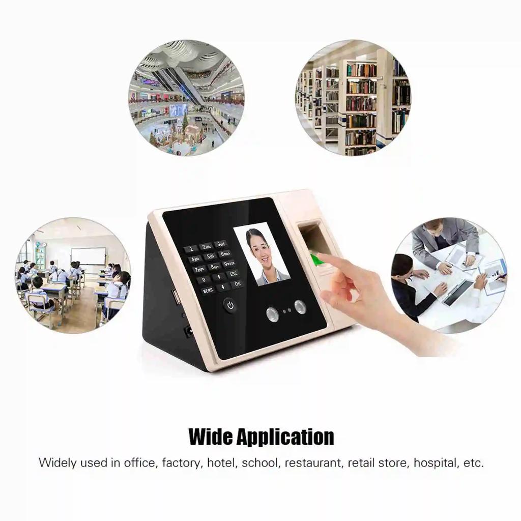 Машина учета рабочего времени Интеллектуальное биометрическое время по отпечатку пальца с HD дисплеем Часы учета рабочего времени Поддержка Лицо Отпечаток пальца Пароль