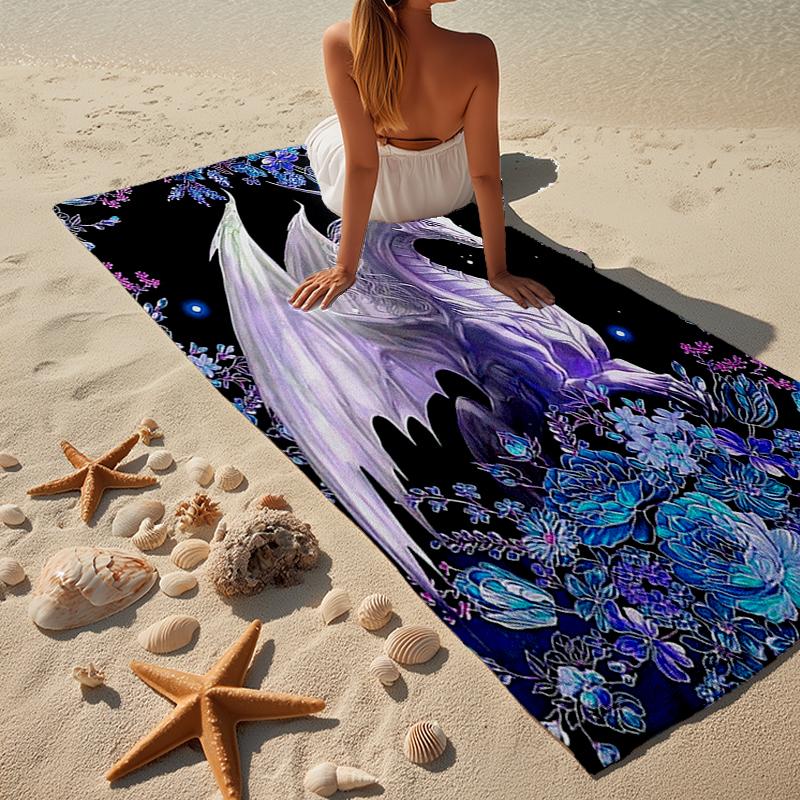 Golden Dragon Circle Beach Towel, Super Soft Microfiber, Gift for Her/Him, Birthday, for Pool, Beach, Travel, Home Decor Fan gifts