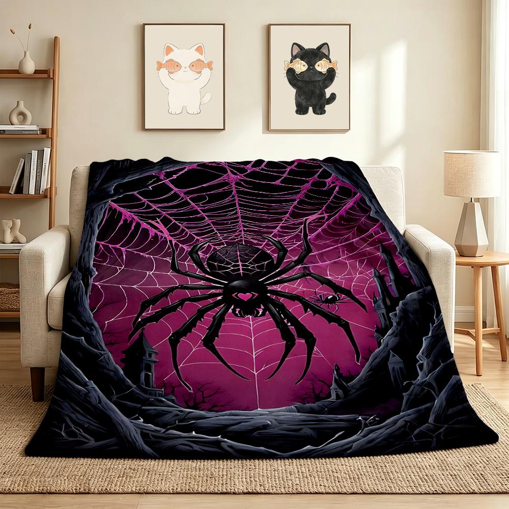 Spider Web Flannel Blanket Throw Blanket Soft Warm Sofa Bed Camping home Decor Unique Christmas Gift C926296