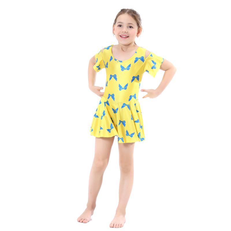 Мусульманские купальники для девочек, консервативное купальное платье с бантами и принтом для детей, детский исламский купальный костюм