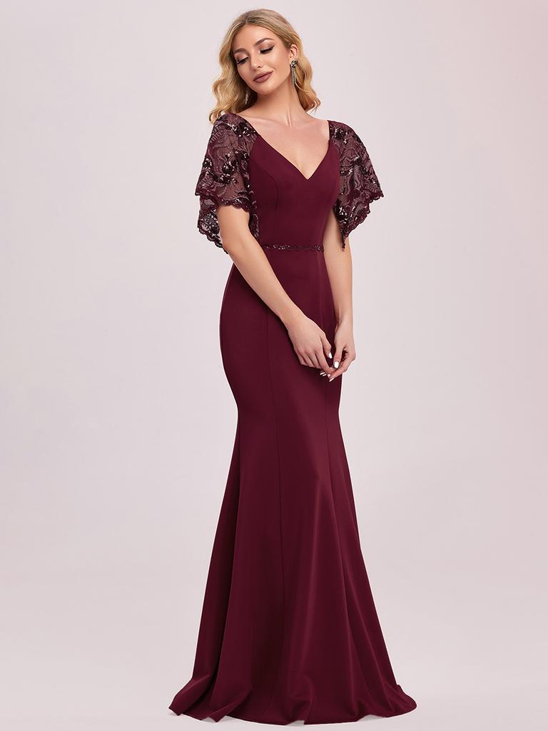 Всегда красивое женское вечернее платье макси с глубоким v-образным вырезом и рыбьим хвостом, длинное свадебное платье для гостей