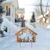2D Flat 1-Piece Iron Nativity Silhouette Garden Decoration Stake, Suitable for Law