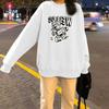 Thin Sweatshirt for Women In Autumn New Loose Print Student Harajuku Style Round Neck Jacket Top for Women