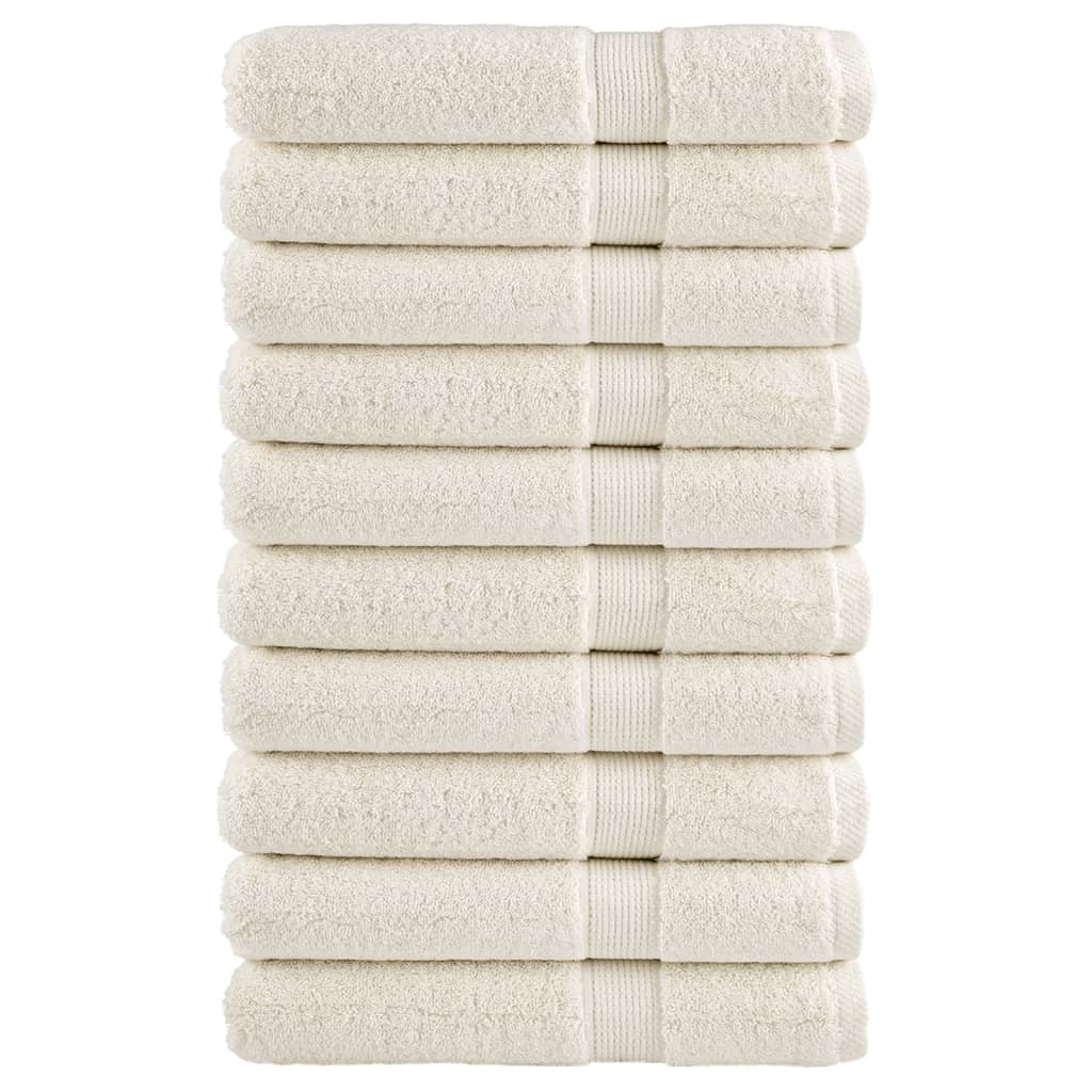 Premium Sauna Towels SOLUND 10 pcs Cream White 80 x 200 cm 600 g m²