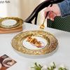 Керамическая десертная тарелка с позолоченным краем, Тарелки для стейка, Блюдо для пасты, Обеденная тарелка, Салатница для фруктов, Тарелки для суши, Диск для закусок