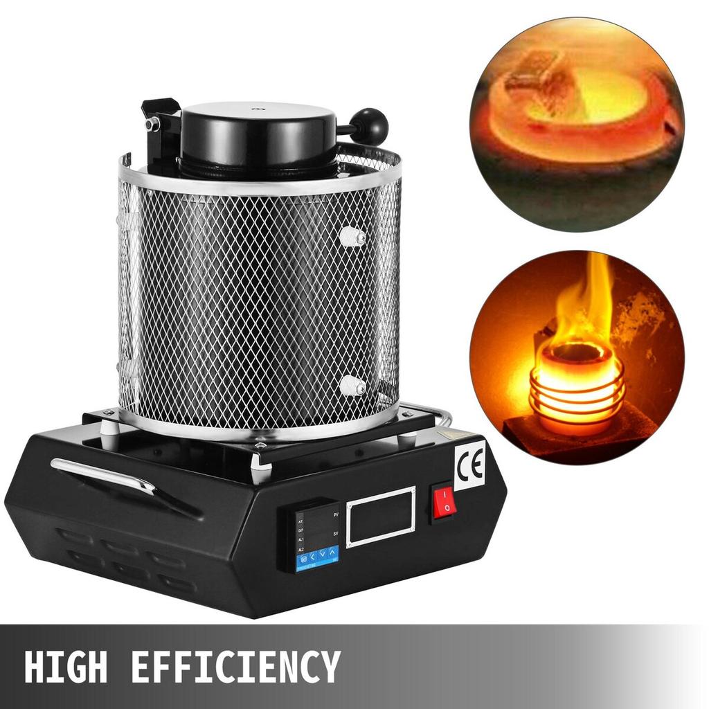Gold Melting Furnace, 1350W, 1150 Max Temperature, Digital Electric Melting Furnace Machine, with 3 kg Ceramic Crucible, for Casting Refining Precious