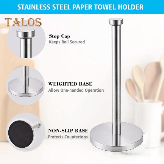 Держатель для бумажных полотенец на столешницу с утяжеленным нескользящим основанием, устойчивый к ржавчине и коррозии, держатель для бумажных полотенец из нержавеющей стали
