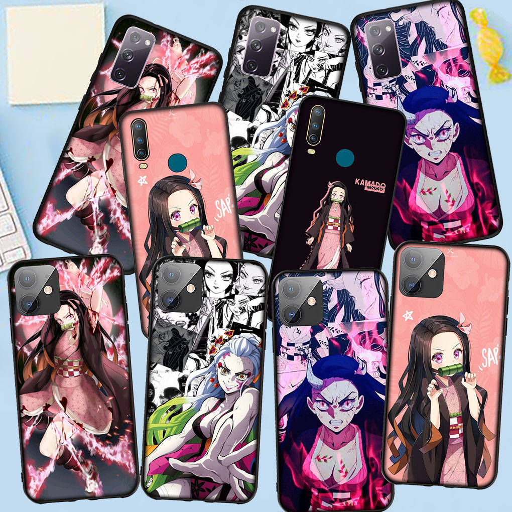 Чехол для телефона Samsung Galaxy S24 S23 iPhone 15 14 Xiaomi Redmi Note 13 12 11 8 10 9 Pro Max Plus X XR OPPO Huawei Daki Gyutaro Demon Slayer Nezuko