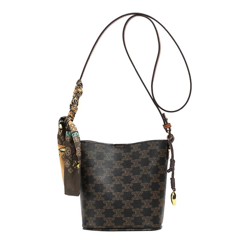 Светлая роскошь ретро старая сумка-ведро с цветочным принтом большая вместимость высококачественная женская сумка модная светлая роскошь женская на плечо сумка-мессенджер