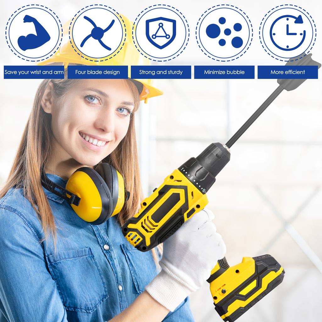 6Pcs Epoxy Mixing Stick Paint Stirring Rod Putty Cement Paint Mixer Attachment With Drill Chuck For Epoxy Resin Latex Oil Paint