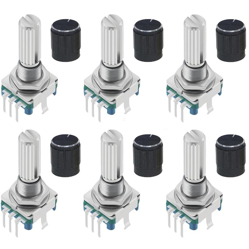 A03F-360 Degree Rotary Encoder Code Switch 6Pcs Digital Potentiometer With Push Button 5 Pins EC11 Amplifier Digital Potentiomet