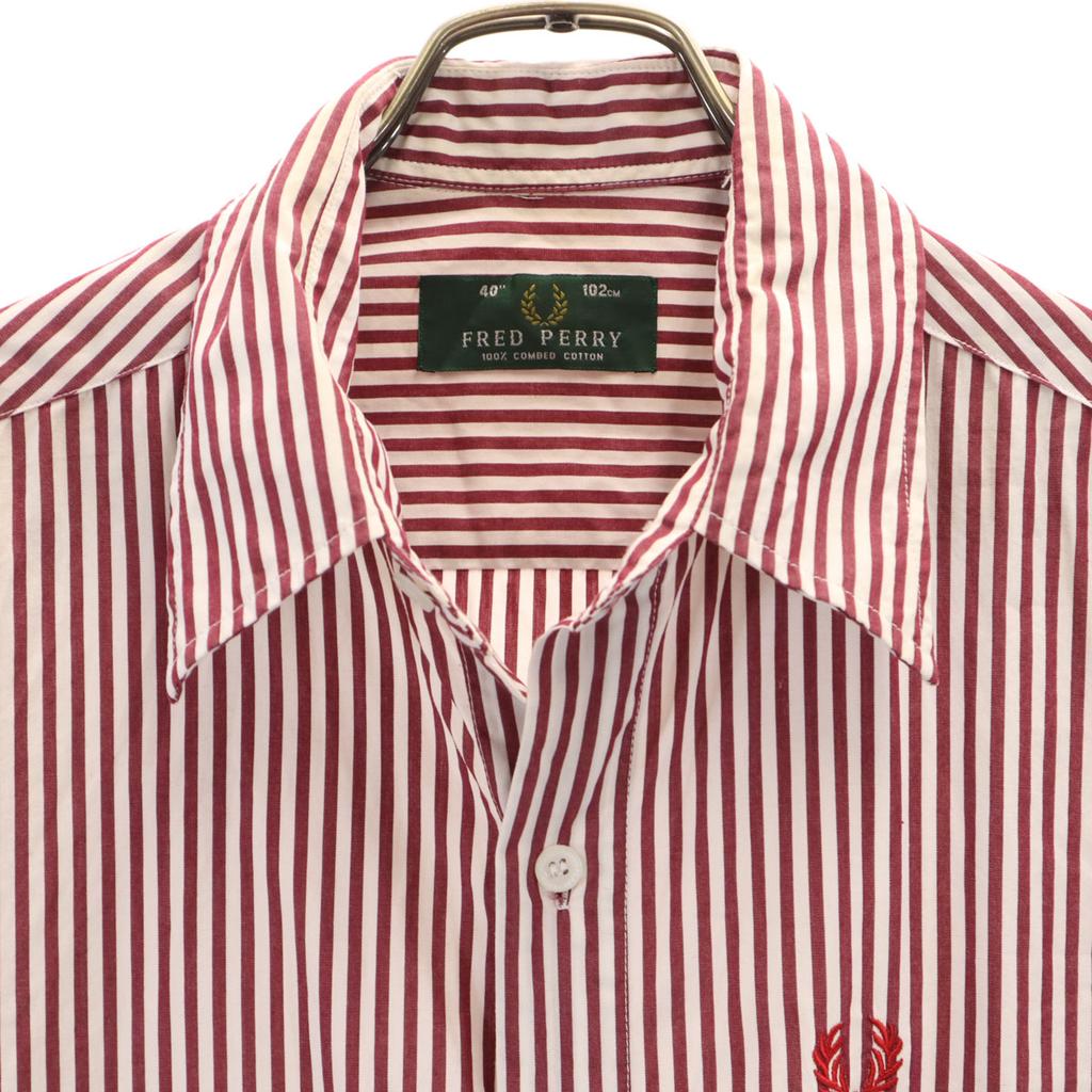 Fred Perry Рубашка в полоску с длинным рукавом 40 Серия Бордо Мужская Б/У