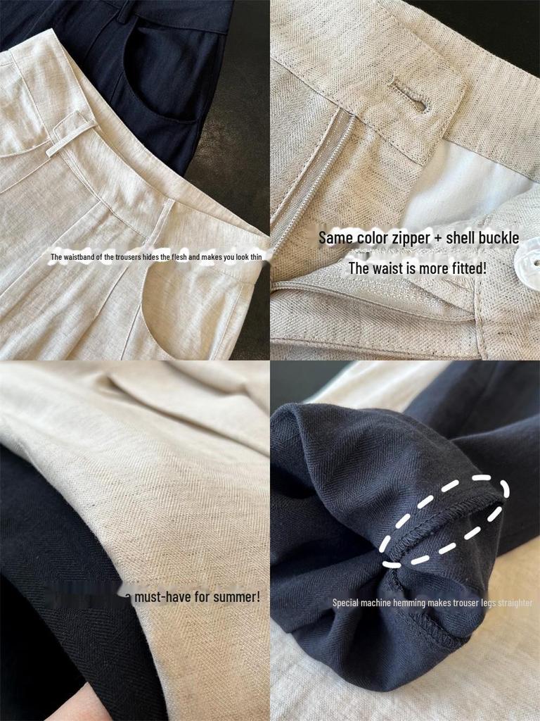 Широкие солнцезащитные брюки из хлопка и льна Tencel для женщин