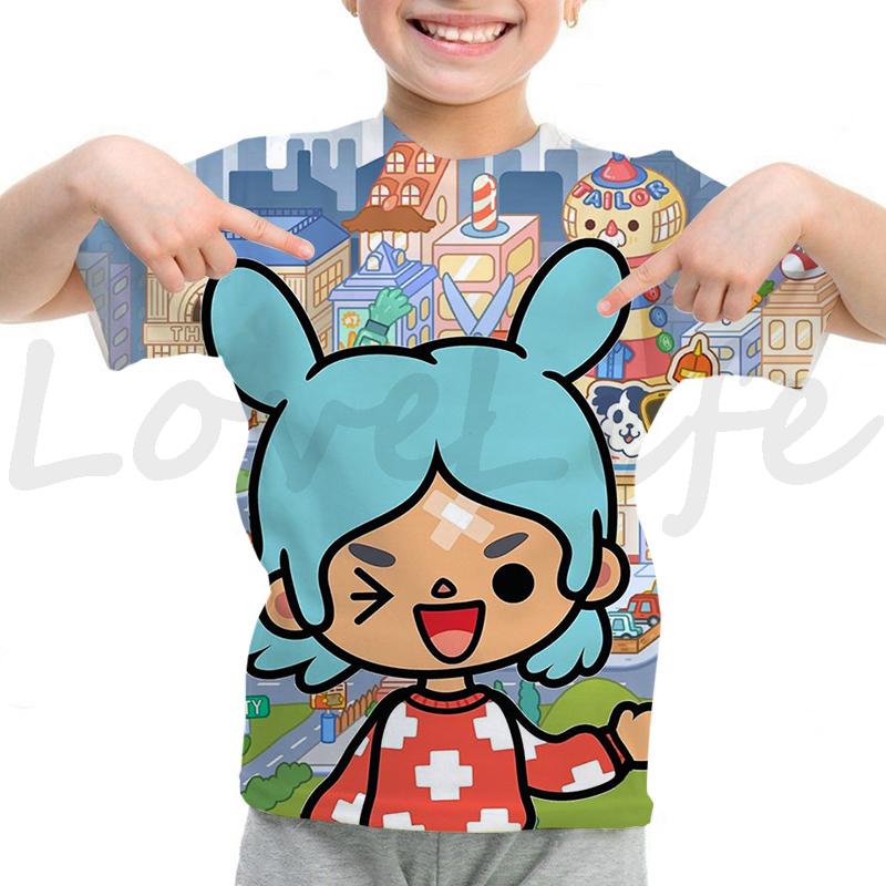 Toca Life World T Shirt Girls Boys Summer Casual Short Sleeve Tshirt Kids Cartoon Toca Boca T-shirt Camisetas Children Clothes