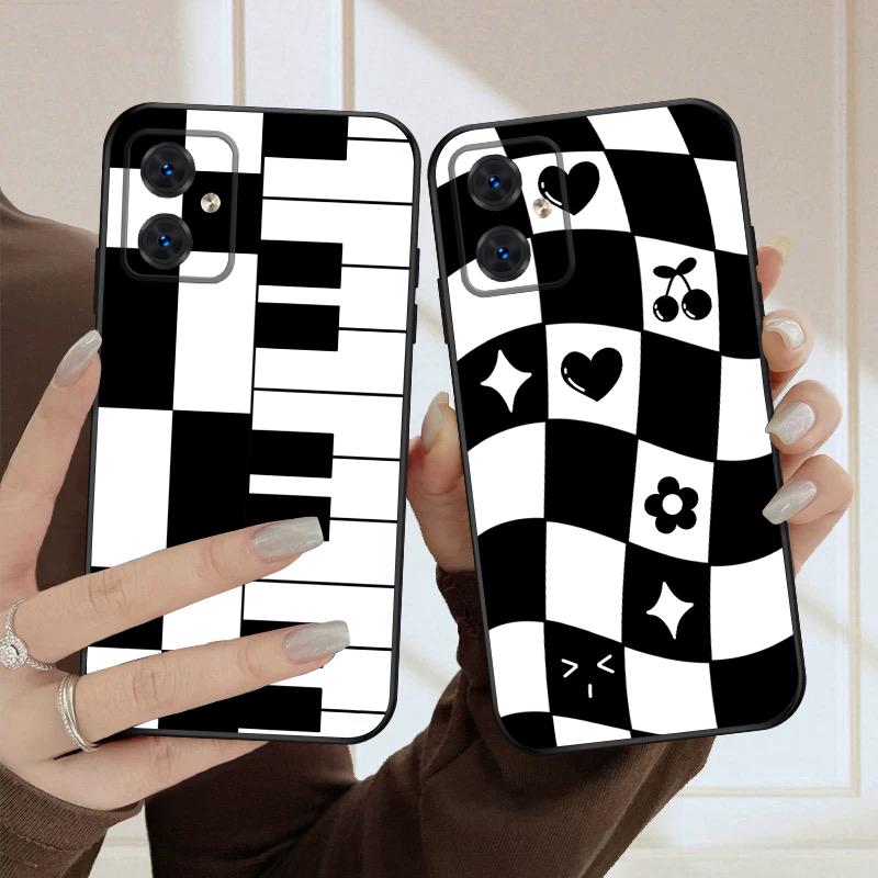 White color block For Motorola Moto G 04 G05 G14 15 24 34 35 54 55 75 84 85 Edge 40 50 Fusion 60 Fusion silicone soft phone case