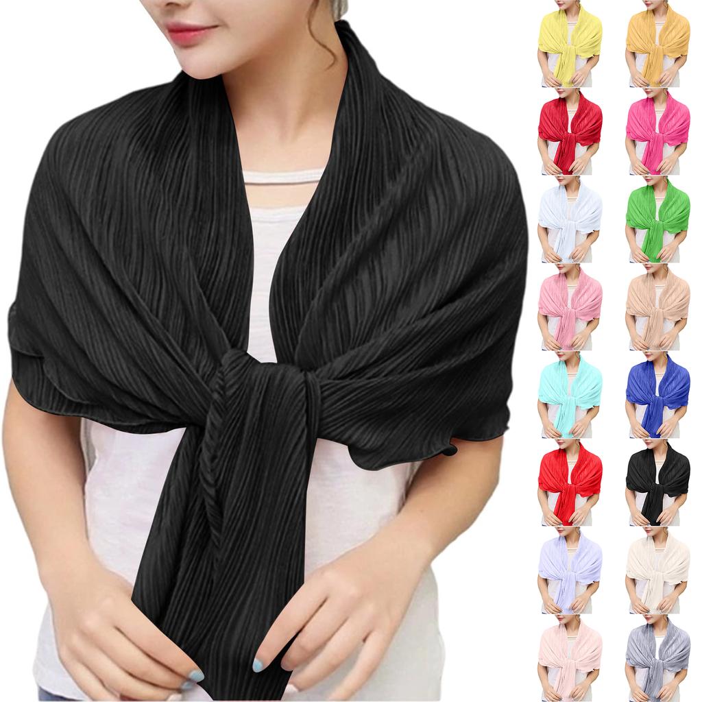Women Fashion Solid Color Car Driving Sun Protection Shawl Breathable Outdoor Sunscreen Scarf Beach UV Protection Loose Casual Style Ruffled Shawl