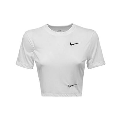 Футболка с коротким рукавом и контрастным логотипом Swoosh, облегающая, женская, белая, CU1529-100
