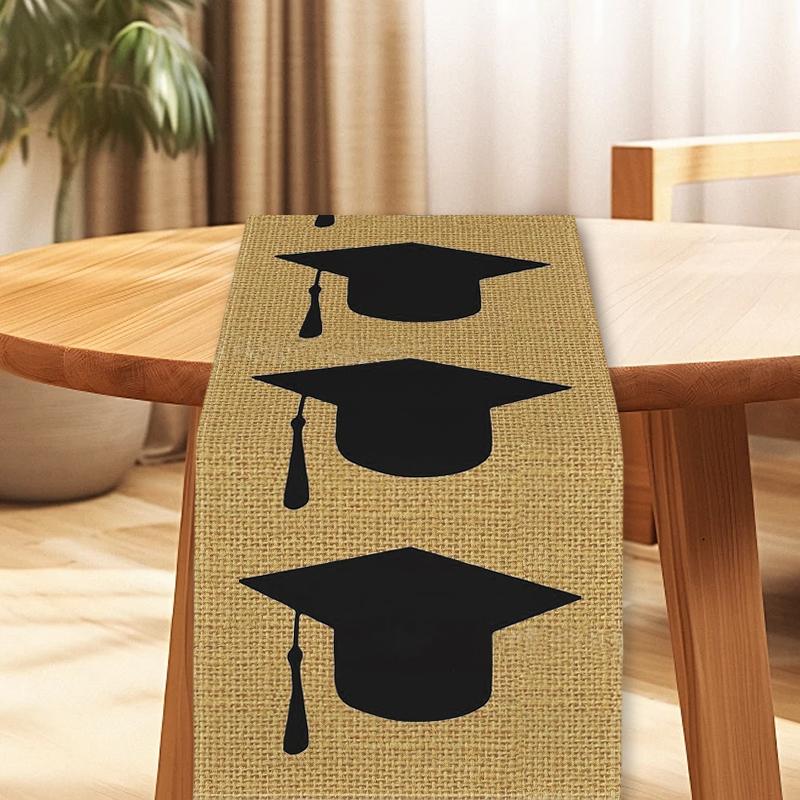 1 шт. дорожка на стол с темой «Выпускной» с черной и желтой прочной льняной отделкой, дорожка на стол в деревенском стиле, украшение для комнаты, многоразмерная