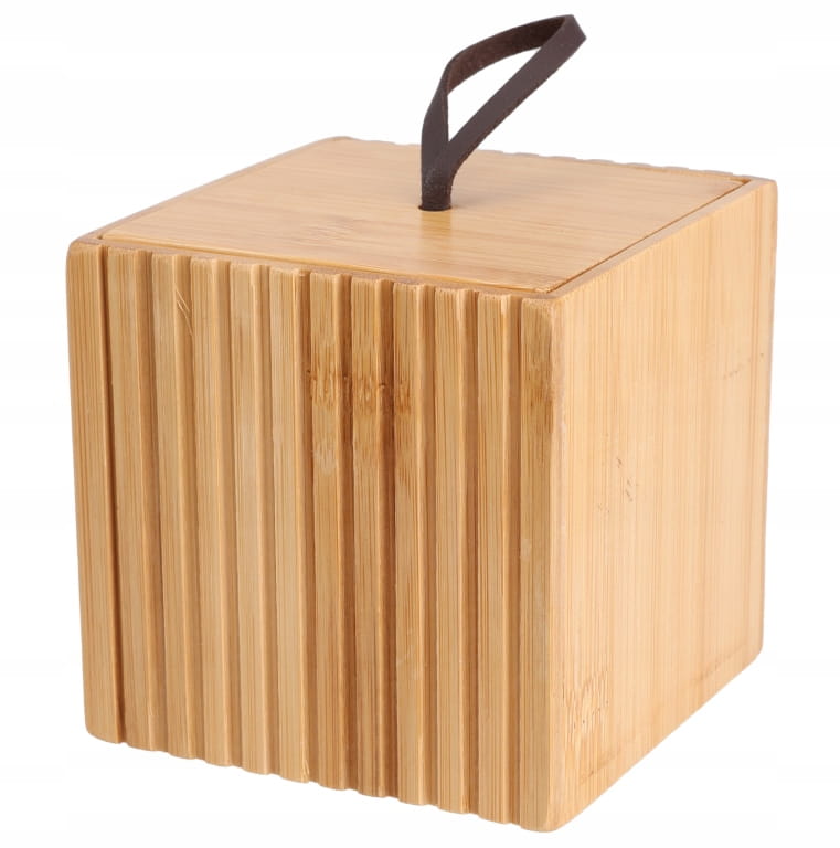 Bathroom container, bamboo organizer, decorative, elegant, 9x9x9 cm