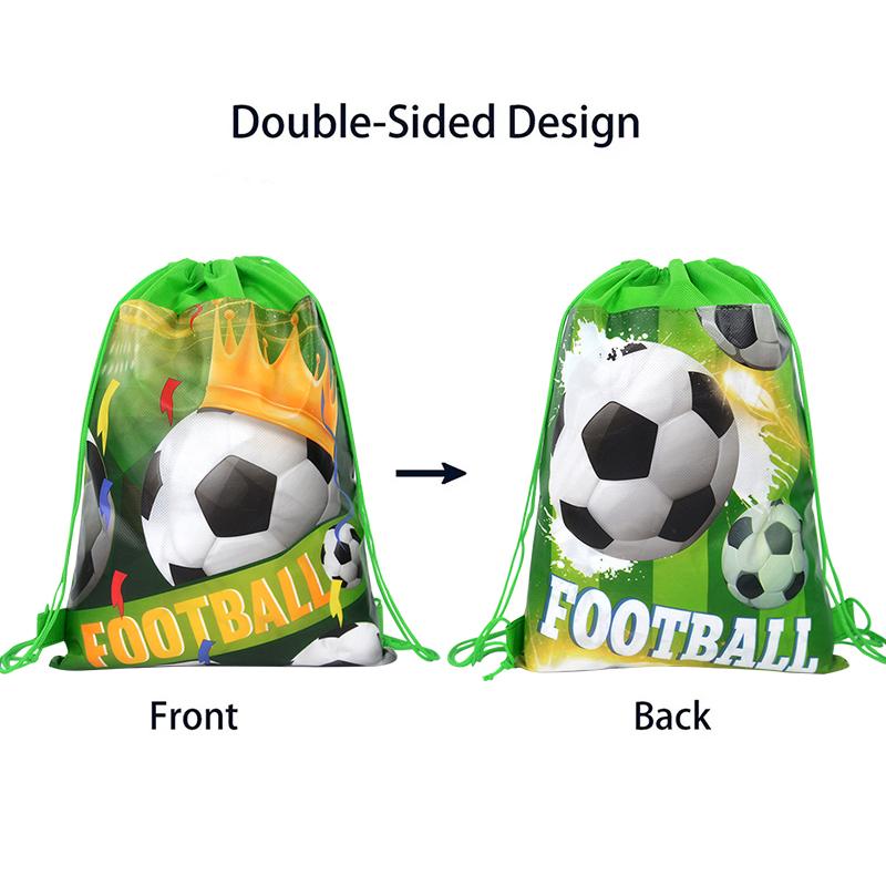 1-20Pcs Football Theme Gift Bags Non-woven Soccer Drawstring Goodie Bag Backpack Kids Sport Birthday Party Favors Decor Supplies