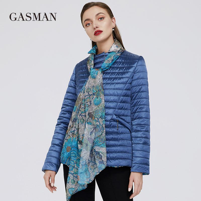 Gasman Тонкие короткие куртки из однотонного хлопка для женщин, зимняя куртка, парка на молнии, пуховик с капюшоном, женские осенние повседневные пуховики, 20199