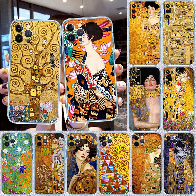 QE14 Gustav Klimt Transparent Phone Case for Motorola Moto G7 G8 G9 G84 G85 G73 G24 G15 Z2 Play Power Plus