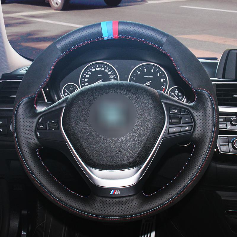 Автомобильный руль черная замша Натуральная кожа для BMW F20 F21 F22 F23 F30 F31 F34 F32 F33