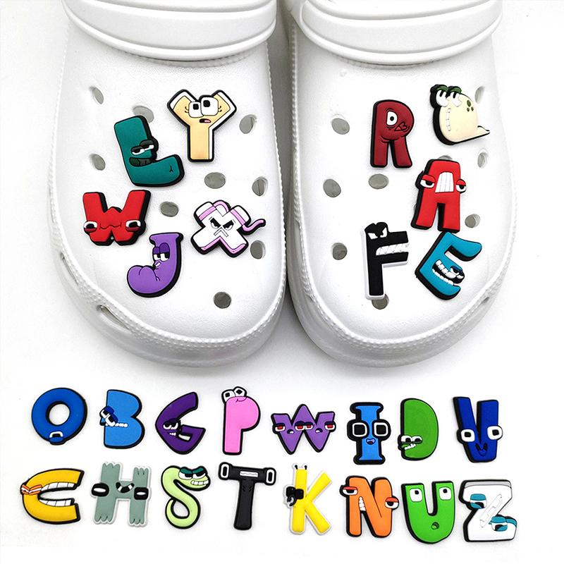 26 шт., креативные подвески для обуви из ПВХ серии «Алфавит» для украшения обуви