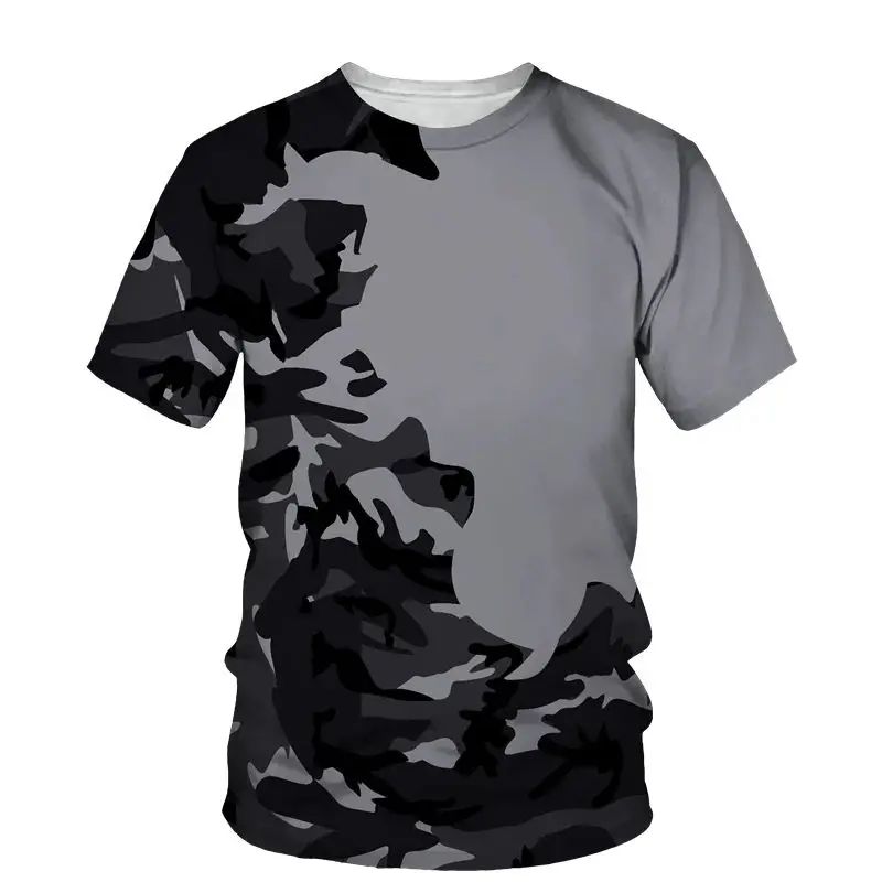 Летняя мужская камуфляжная жесткая повседневная спортивная одежда на открытом воздухе, футболка с 3d принтом, джунгли, с круглым воротником, с коротким рукавом, свободный уличный топ больших размеров