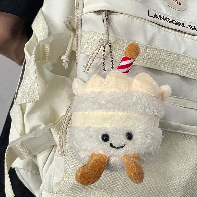 Kawaii Strawberry Cake Plush Keychain Pendant Cartoon Bag Key Ring Doll Stuff Backpack Decor Toy