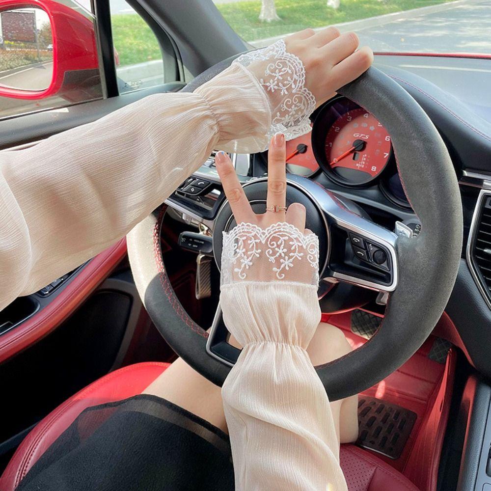 Fingerless Long Arm Sleeves Breathable Summer Arm Cover Fashion Lace Sleeve Sports