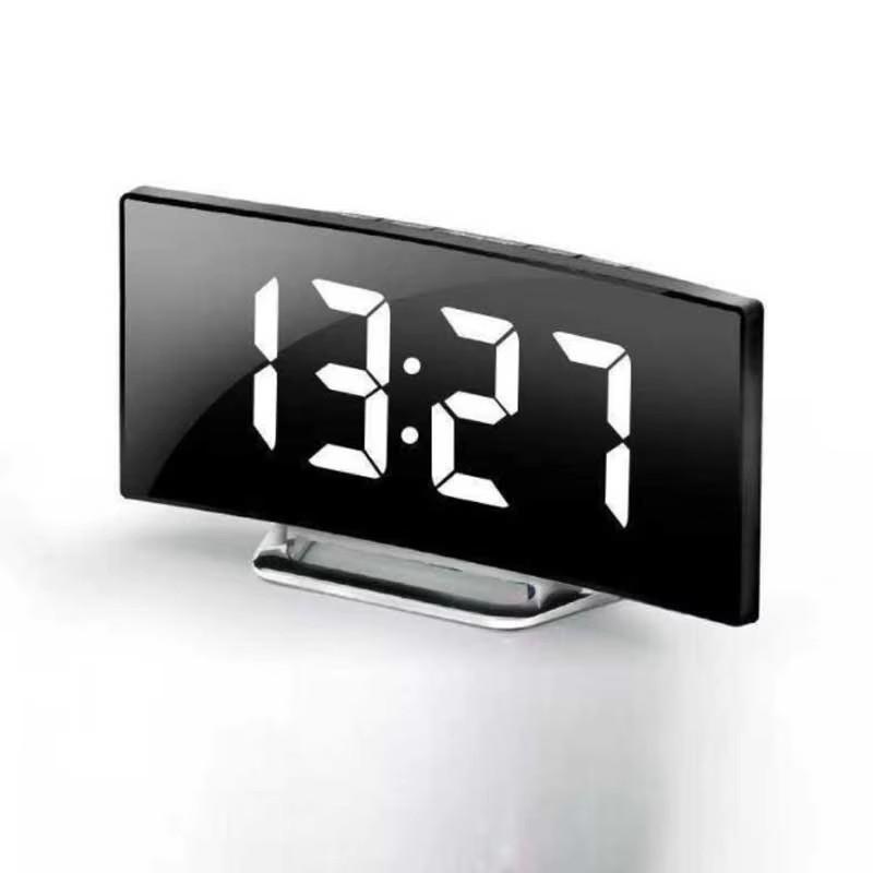 LED Curved Screen Luminous Electronic Clock Mirror Clock Living Room Large Screen Alarm Clock Home Decoration2