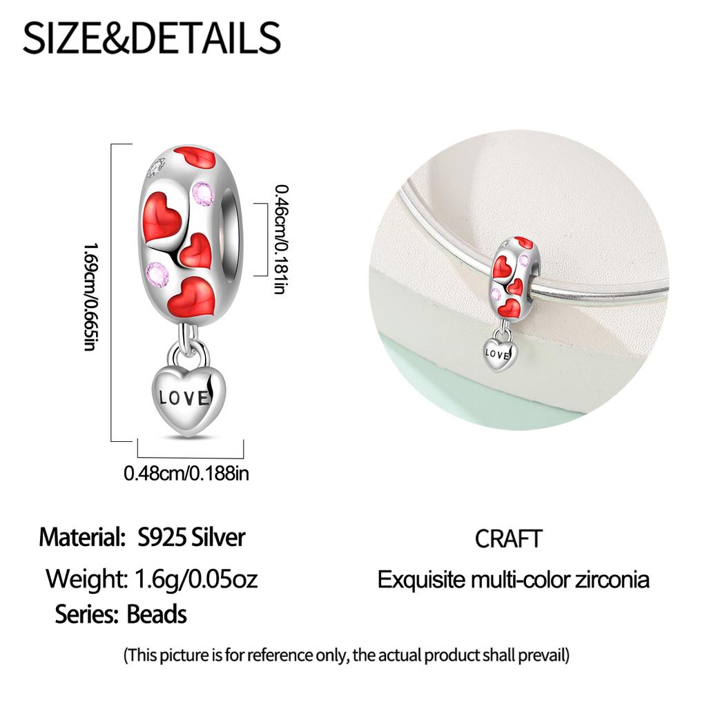 Медь Милая Роза Красный Воздушный Шар Бисером Любовные Шармы Подходят Оригинальному Браслету Изготовление Ювелирных Изделий Женский Подарок