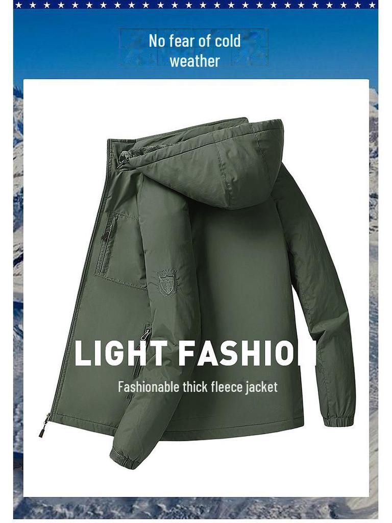 Men's Plus Size Waterproof Breathable Jacket - Medium To Long Style, Thick Velvet for Autumn & Winter Outdoor Wear