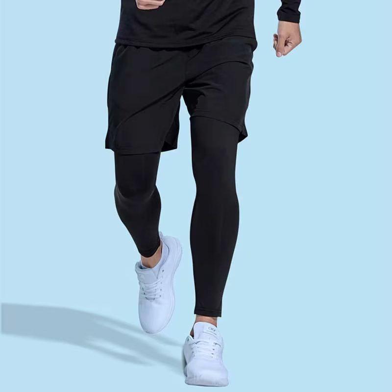 Men's Autumn/Winter Two-in-One Sports Leggings for Running, Training, and Basketball