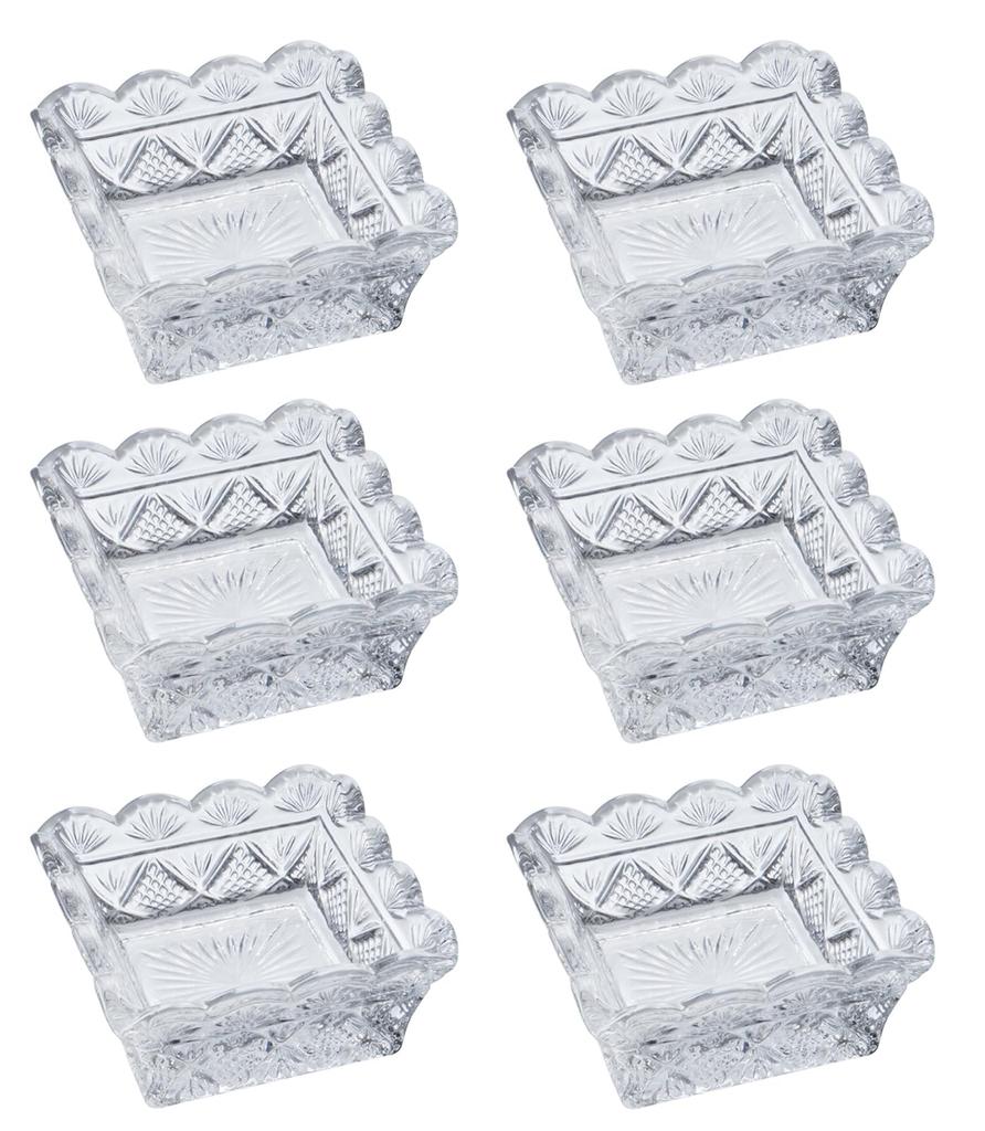 Toyo Sasaki Glass Японский Маленький Квадратный Набор Маленьких Соусниц Маленький Квадратный Глубокий Стеклянный Столовый Сервиз TS44022 Тарелка, Пиала, Пиала, 6, Пиала, Тарелка, Подглядывающий,