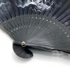 23cm Cotton Folding Fan with Japanese Cloud Dragon Dragon God Cotton and Linen Folding Fan Bag 1299c Men's High-Quality Pattern, Black, Openwork,