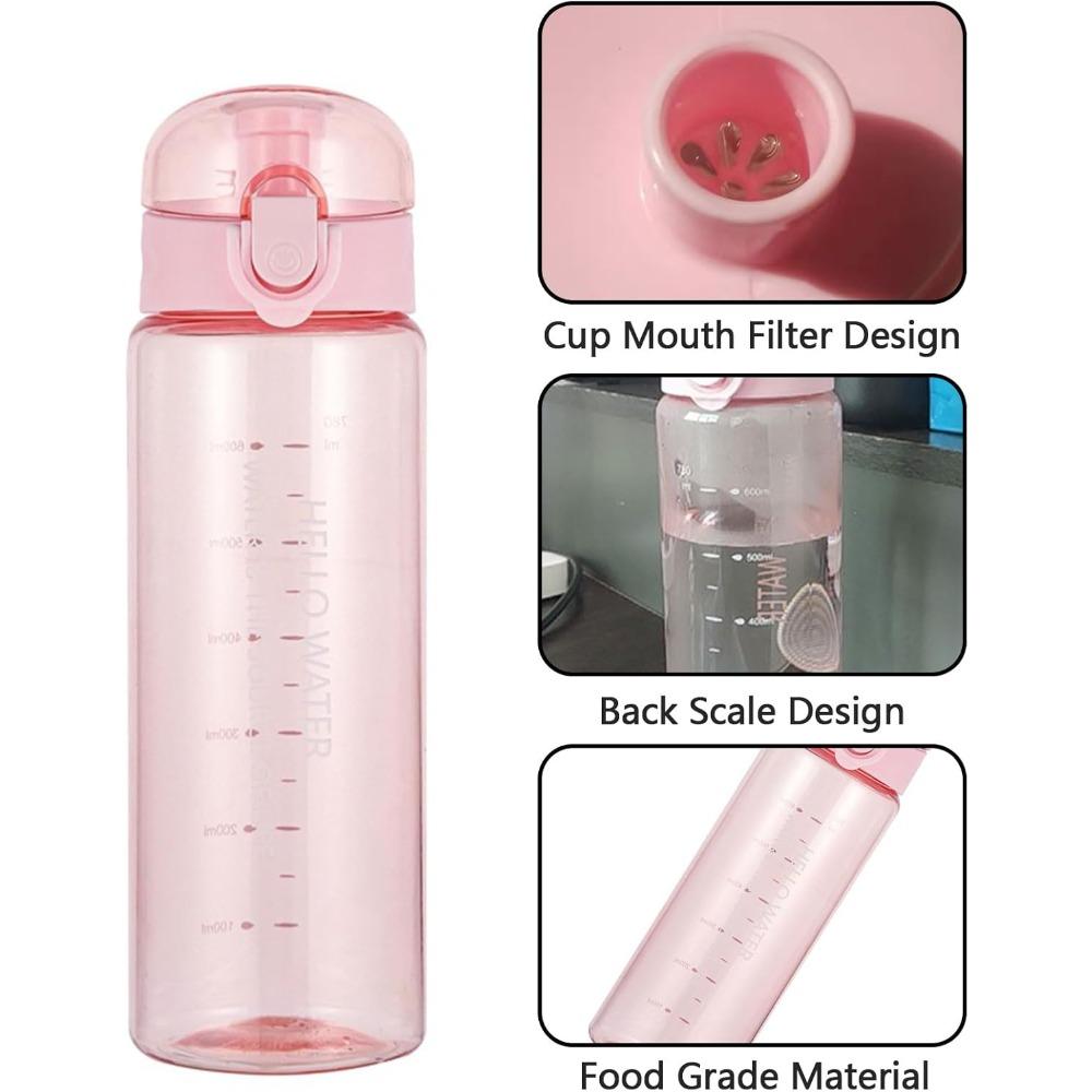 Прозрачная бутылка для воды со шкалой, спортивная герметичная пластиковая бутылка для воды, не содержащая BPA, многоразовая, подходит для путешествий, спортзала